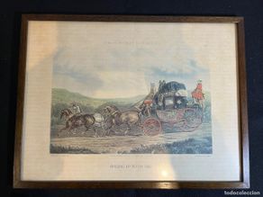Arte: Grabado victoriano Pulling Up to Un-Skid diligencia Fores 1843 Henderson nº3 enmarcado Fores’s Coach